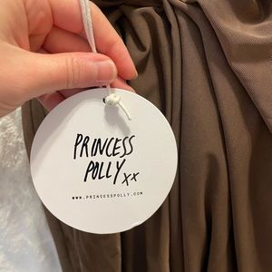 Princess Polly brown short dress, NWT, size 6 but runs small, open back